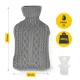 4FIZJO Rubber Hot Water Bottle in Knitted Cover 2L, Dark Grey