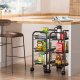 Storage Trolley on Wheels, Rolling Cart Organizer Shelf for Bathroom Kitchen Laundry Room Narrow Places, Black