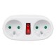 Maclean MCE337 E Socket Splitter, 2 Sockets with Switch, White