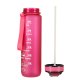 Motivational Water Bottle with Time Marker Reminder Tracker Leak-proof BPA Free, 1L, Pink