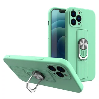 Silicone Case for Samsung Galaxy A22 4G with 360° Ring Stand, Mint