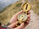 Military Survival Compass Folding Metal Outdoor Navigation, Gold