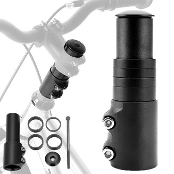 Adjustable handlebar stem extension adapter for AHEAD bikes, black