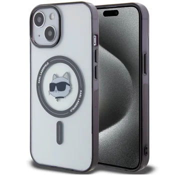 Karl Lagerfeld iPhone 15 Plus Case IML Choupette`s Head MagSafe, Transparent
