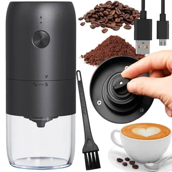 Electric USB-C Coffee and Spice Grinder Black