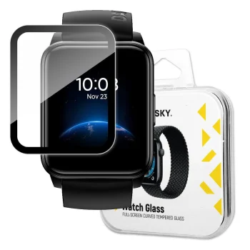 Wozinsky Watch Glass Hybrid Screen Protector for Realme Watch 2, Black Frame