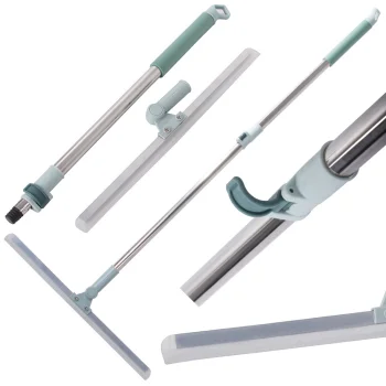 Rubber floor squeegee with telescopic handle, 50 cm, adjustable, green