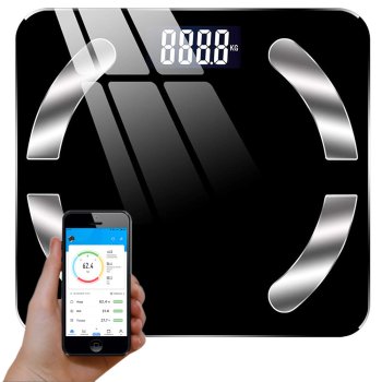 Smart Bluetooth Body Fat Scale, Digital Bathroom Scale 180 kg, Black