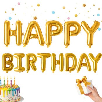 Happy Birthday Foil Balloon Garland Party Decoration, Gold