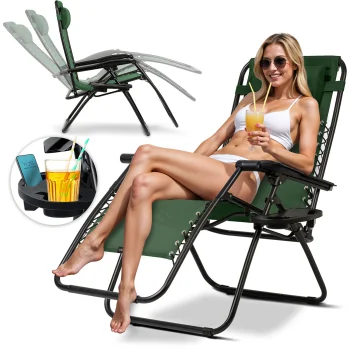 Sofotel ChillWell Folding Garden Lounger with Cushion, Green