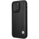 BMW Leather Blue Dots Case for iPhone 14 Pro, Black