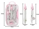 Math Geometry Set 9 Pieces with Compass Ruler Protractor Case, Pink