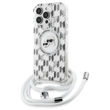 Karl Lagerfeld iPhone 16 Pro Max Case IML Crossbody Karl & Choupette, Clear