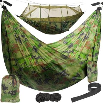 Gardlov Santiago Army tūristu šūpuļtīkls ar moskītu tīklu 260x140cm Kamuflāža