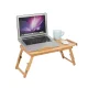 Bamboo laptop table with adjustable height and tilt, fits up to 17\"