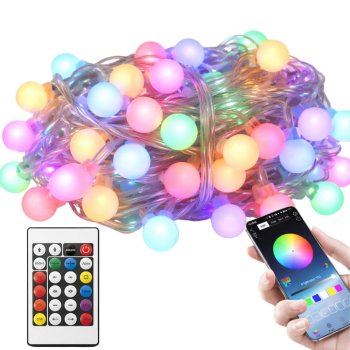 Smart LED Globe String Lights USB App and Remote Control 7.5m, Multicolor