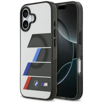 BMW M IML Metal Buttons Tricolor Lines MagSafe Case for iPhone 17 Gray