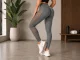 Women\'s High-Waisted Push-Up Sports Leggings, Grey, L/XL