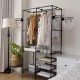Ruhhy Clothes Rack with Shelves Black