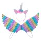 Kids Unicorn Carnival Costume, Wings and Headband, Rainbow