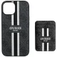 Guess 4G Stripes Case with MagSafe Wallet for iPhone 15, Black