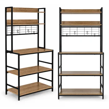 ModernHome Kitchen Shelf Rack 84 cm, 6 Tiers, with Hooks