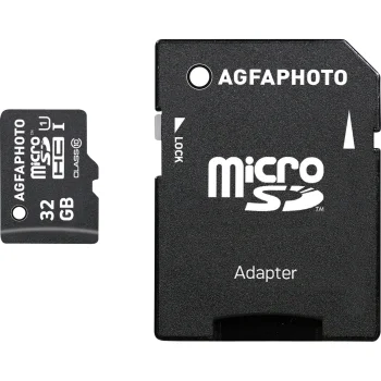 AgfaPhoto MicroSDHC 32GB Memory Card UHS-I U1 Class 10 with SD Adapter