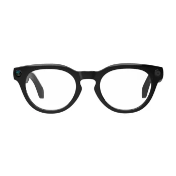 COLMI V03 Smart Glasses with Camera and Blue Light Filter, Round, Black