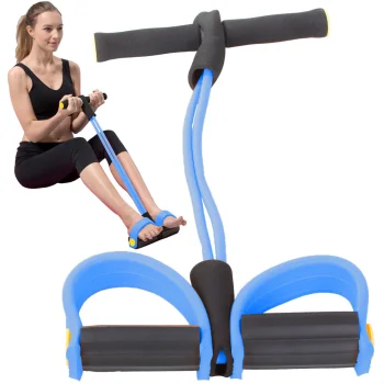 Pedal Resistance Band Tummy Trimmer for Abs and Leg Workouts, Blue-Black
