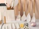 Kitchen Knife and Utensil Set with Block and Cutting Board, 19 Pieces, White