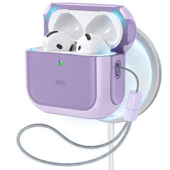 Ausinių dėklas ESR Orbit HaloLock, Apple AirPods 4, MagSafe, violetinis