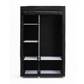 Portable Closet Wardrobe Clothes Organizer with Shelves, black