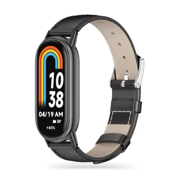 Tech-Protect Leatherfit Strap for Xiaomi Smart Band 8 / 8 NFC, Black