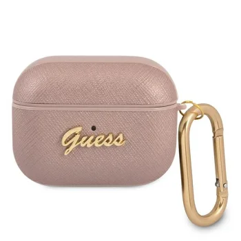 Guess AirPods Pro Case Saffiano Script Metal Collection, Pink