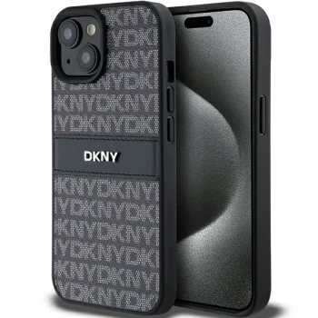 DKNY iPhone 15 Plus / 14 Plus Case Mono Stripe & Metal Logo, Black