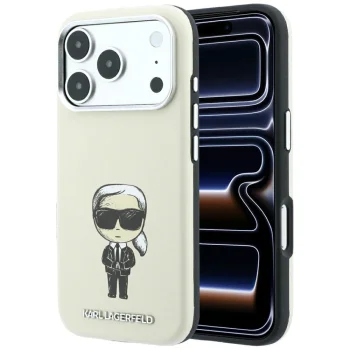 Karl Lagerfeld Smooth Ikonik Sketch MagSafe Case for iPhone 18 / 17 Pro Max, Beige