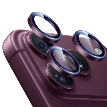 Kameros apsauginis stiklas ESR Armorite skirtas iPhone 18 Pro / 18 Pro Max, tamsiai vyšninis