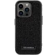 Karl Lagerfeld iPhone 15 Pro Max Case Rhinestone Logo Metal Plate, Black