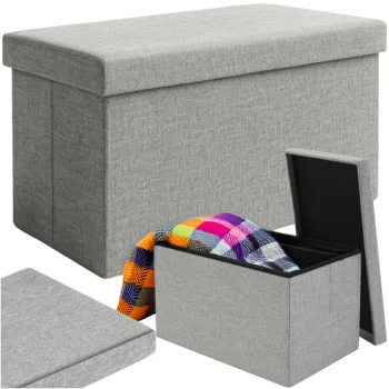 Ruhhy Folding Storage Ottoman, 60x30x30 cm, Grey