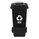 120L Heavy Duty Wheelie Bin for General Waste with Rubber Wheels, Black