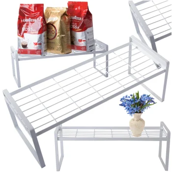 Single-Tier Metal Kitchen Shelf Organizer, White