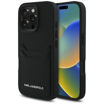 Karl Lagerfeld Grained PU Cardslot Case for iPhone 16 Pro - Black
