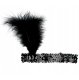 Headband with feather and sequins, black