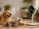 Adjustable Floor Fan with LED Display, Remote Control and Oscillation, White/Black