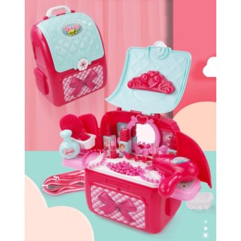 Girls Toy Makeup Cosmetics Suitcase Backpack Vanity Table Play Set