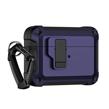 Protective Armor Case for AirPods 4 with Carabiner, Purple