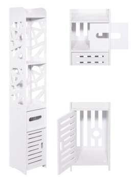Tall Bathroom Storage Cabinet with Shelves 120cm, White
