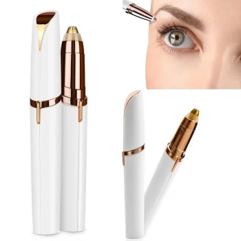 Face and Eyebrow Epilator / Trimmer with LED Light, White