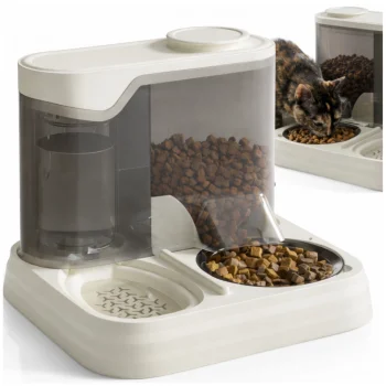 Automatic Pet Feeder and Water Dispenser 2-in-1, White