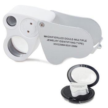 Folding Pocket Jeweler's Loupe with 2 LED Lights 30x 60x, Silver